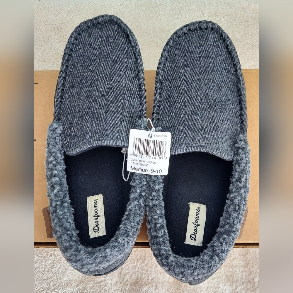 Dearfoams Men's Charcoal Slippers Men's Size 9-10 New With Tags - Picture 4 of 13